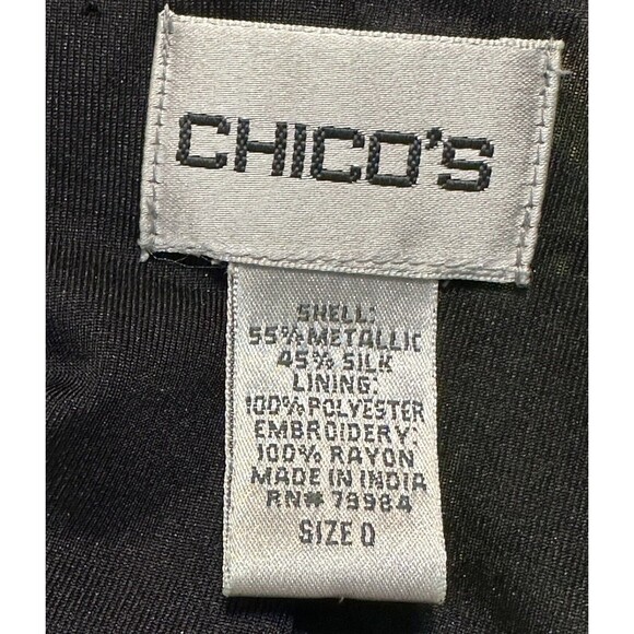 Chico's Size 0(S 4-6) Metallic Silk Embroidery Jacket Art To Wear Boho Occasion - Picture 10 of 11
